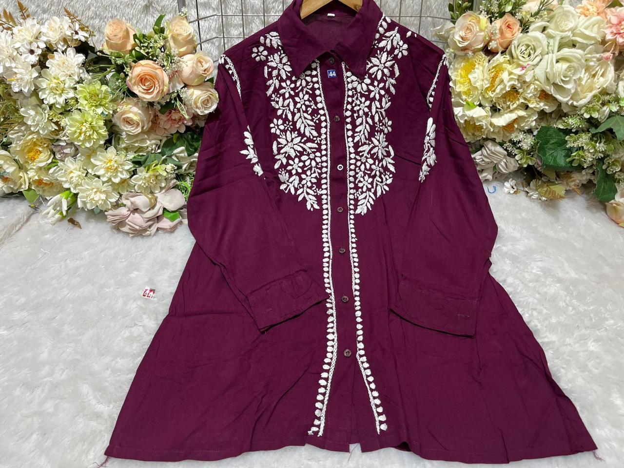 MODAL SHIRT WITH HEAVY CHIKANKARI WORK