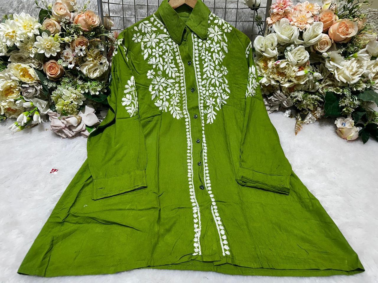 MODAL SHIRT WITH HEAVY CHIKANKARI WORK