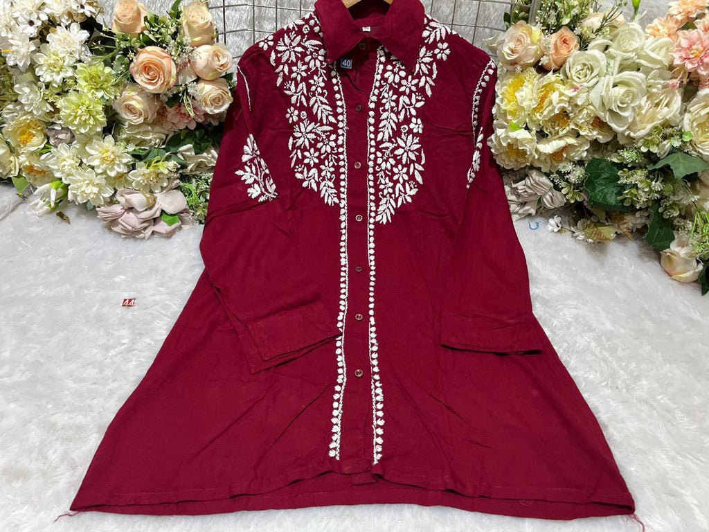 MODAL SHIRT WITH HEAVY CHIKANKARI WORK