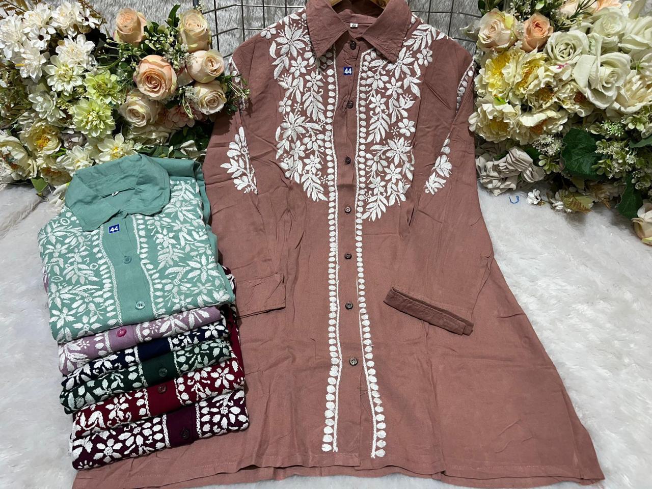 MODAL SHIRT WITH HEAVY CHIKANKARI WORK