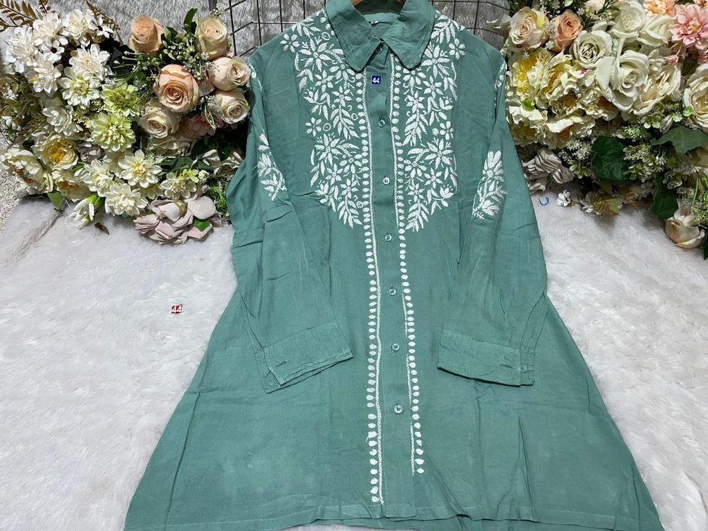MODAL SHIRT WITH HEAVY CHIKANKARI WORK