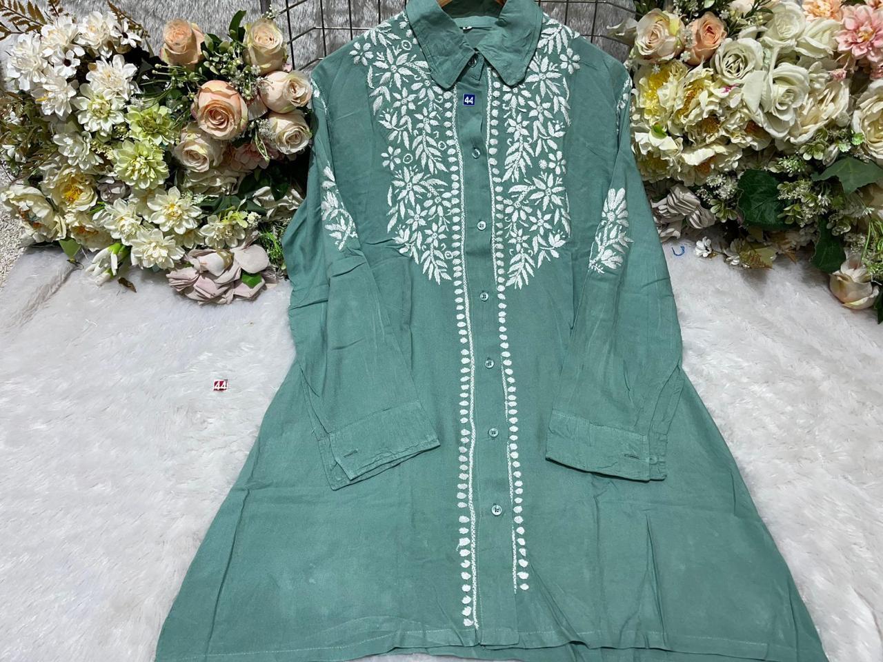 MODAL SHIRT WITH HEAVY CHIKANKARI WORK